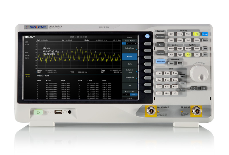 Siglent SSA3021X Spektrumanalyzer / Das SSA3021X ist ein leistungsstarker Spektrumanalyzer, der eine zuverlässige und automatische Messung bietet.