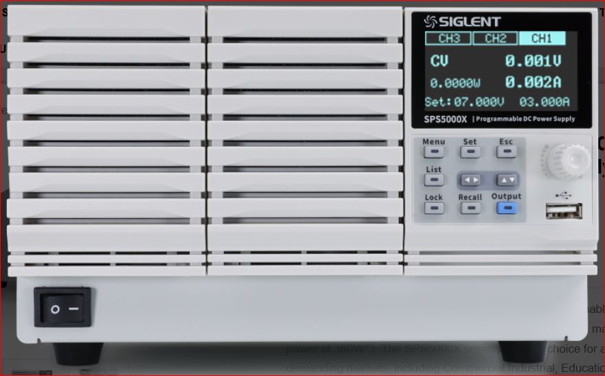 Siglent SPS5045X DC Labornetzgerät / Das SPS5045X ist ein DC Labornetzgerät mit drei Kanälen und hat eine max. Ausgangsleistung von 1080W.